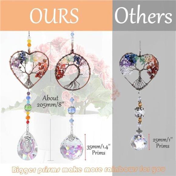 3pcs Crystal Suncatchers for Windows Hanging Tree of Life Sun Catchers Decor - Picture 6 of 7